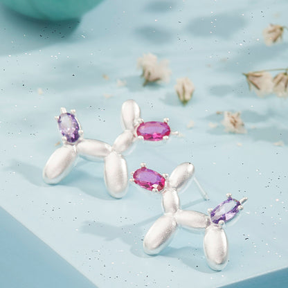 Silver Balloon Dogs Cufflinks Earrings