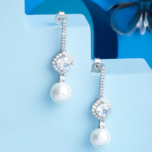 'Royal Pearl' Silver Danglers