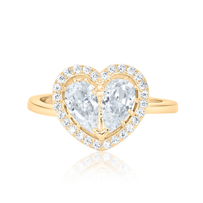 'Shining Glory Zircon Heart' Gold Plated Ring