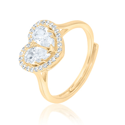 'Shining Glory Zircon Heart' Gold Plated Ring