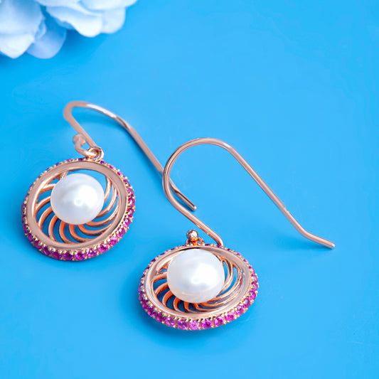 'Pearl Swirl' Rose Gold Earrings