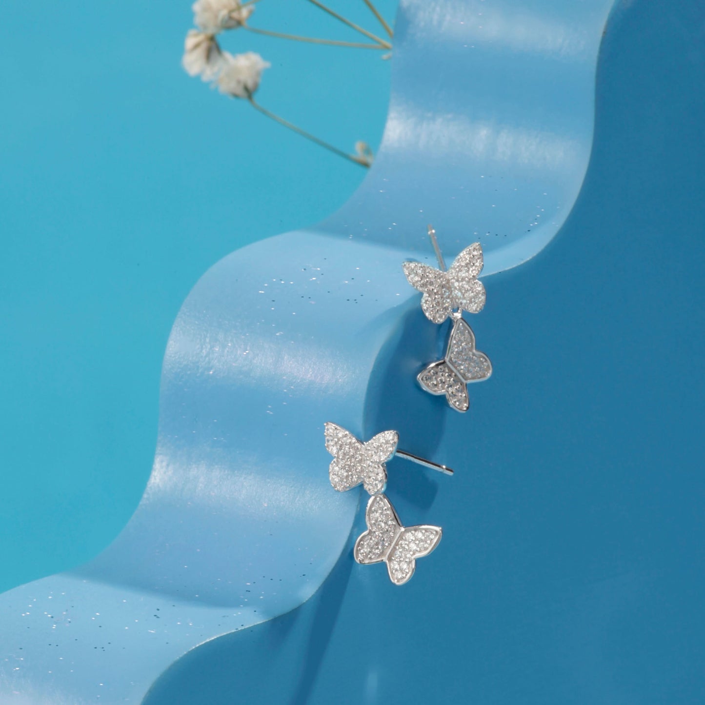 Silver Beautiful Butterfly Earrings