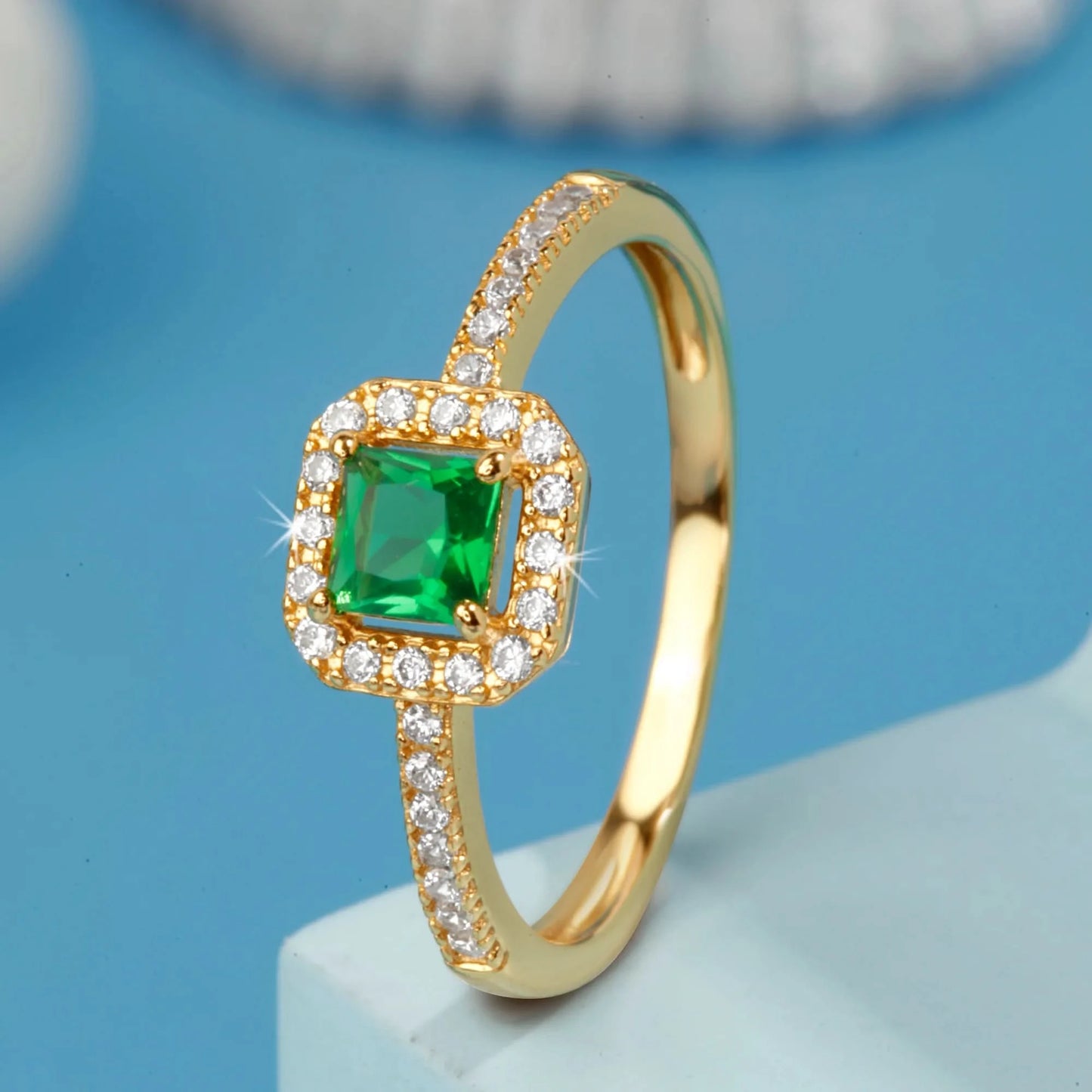 Gold Plated Golden Emerald Delight Ring