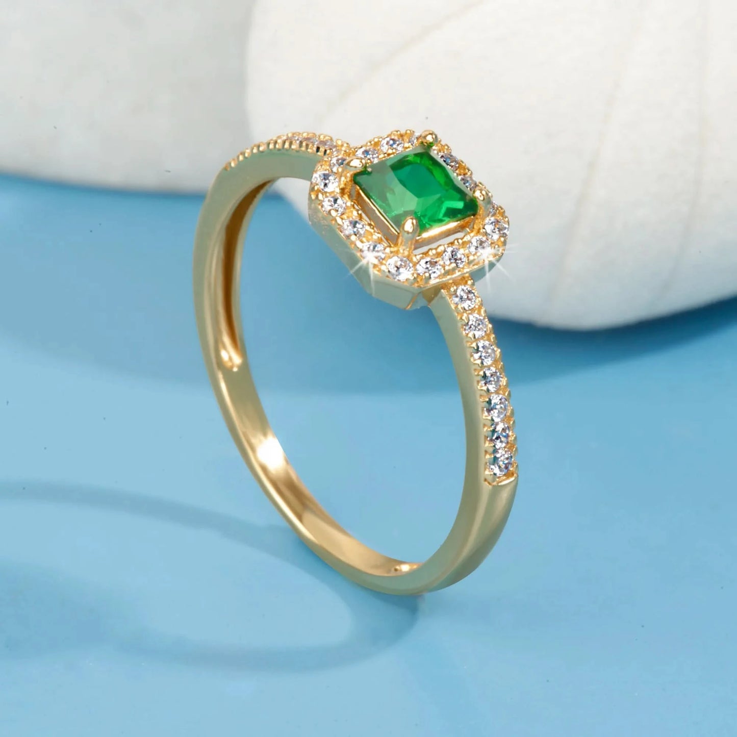 Gold Plated Golden Emerald Delight Ring