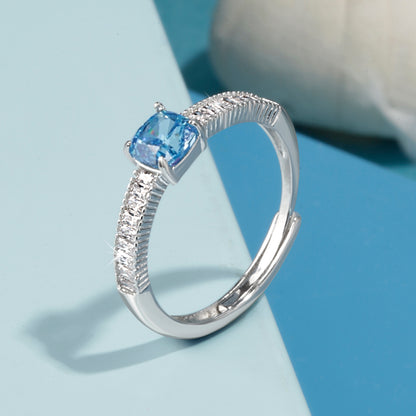 'Crystal Blue' Silver Ring