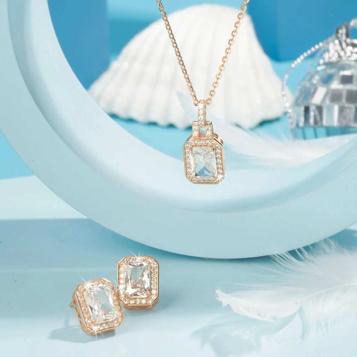 Splendor Necklace Rose Gold Rectangular Splendor Necklace Set – Silvish