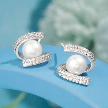 Silver Twist Pearl Earrings