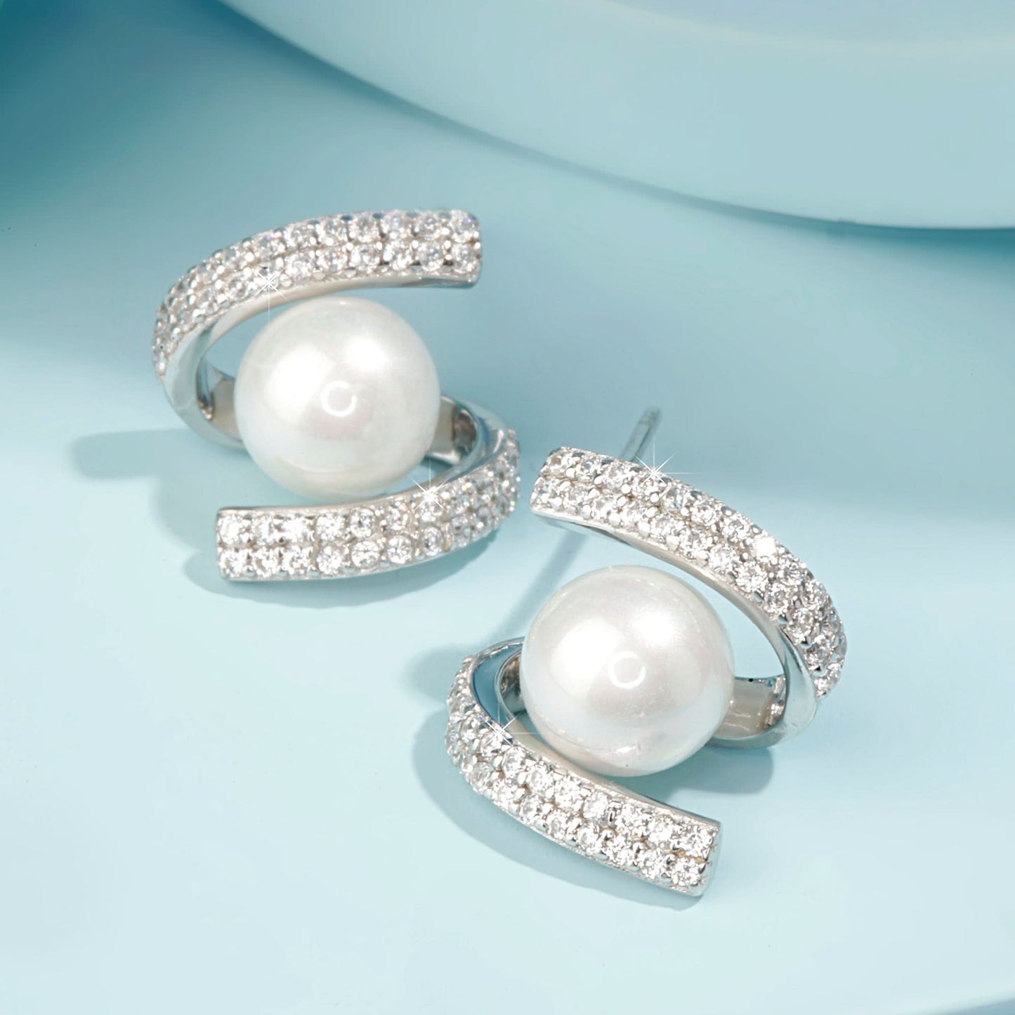 Silver Twist Pearl Earrings