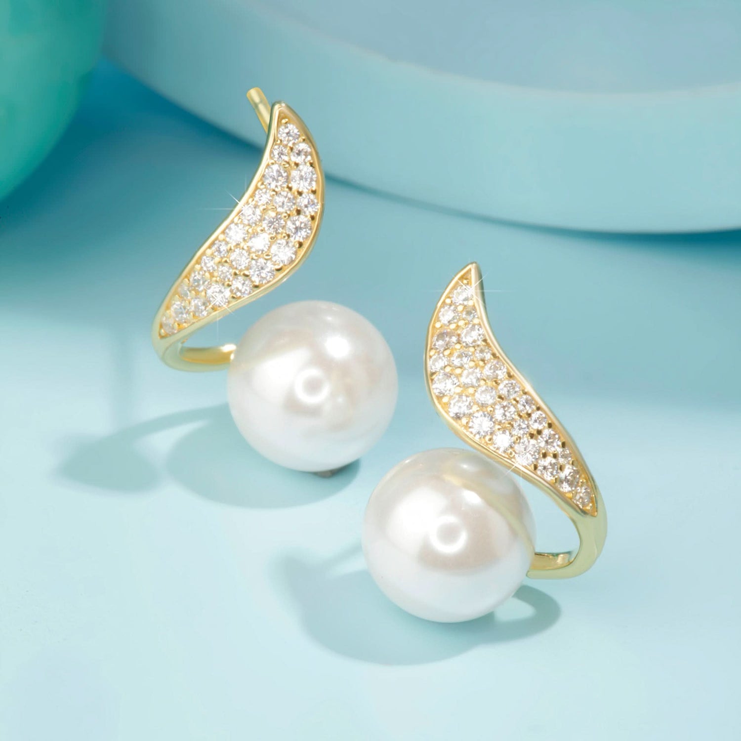 Gold Plated Delicate Pearl Earrings Silvish