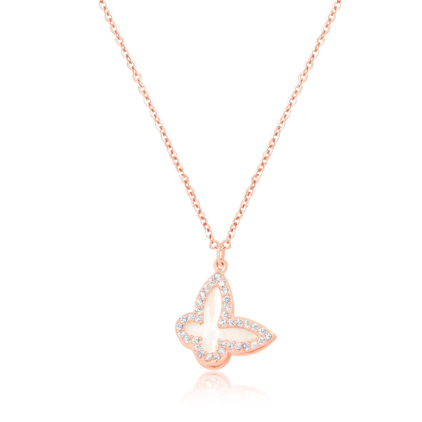 Rose Gold Glistening Butterfly Pendant
