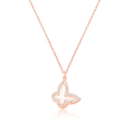 Rose Gold Glistening Butterfly Pendant