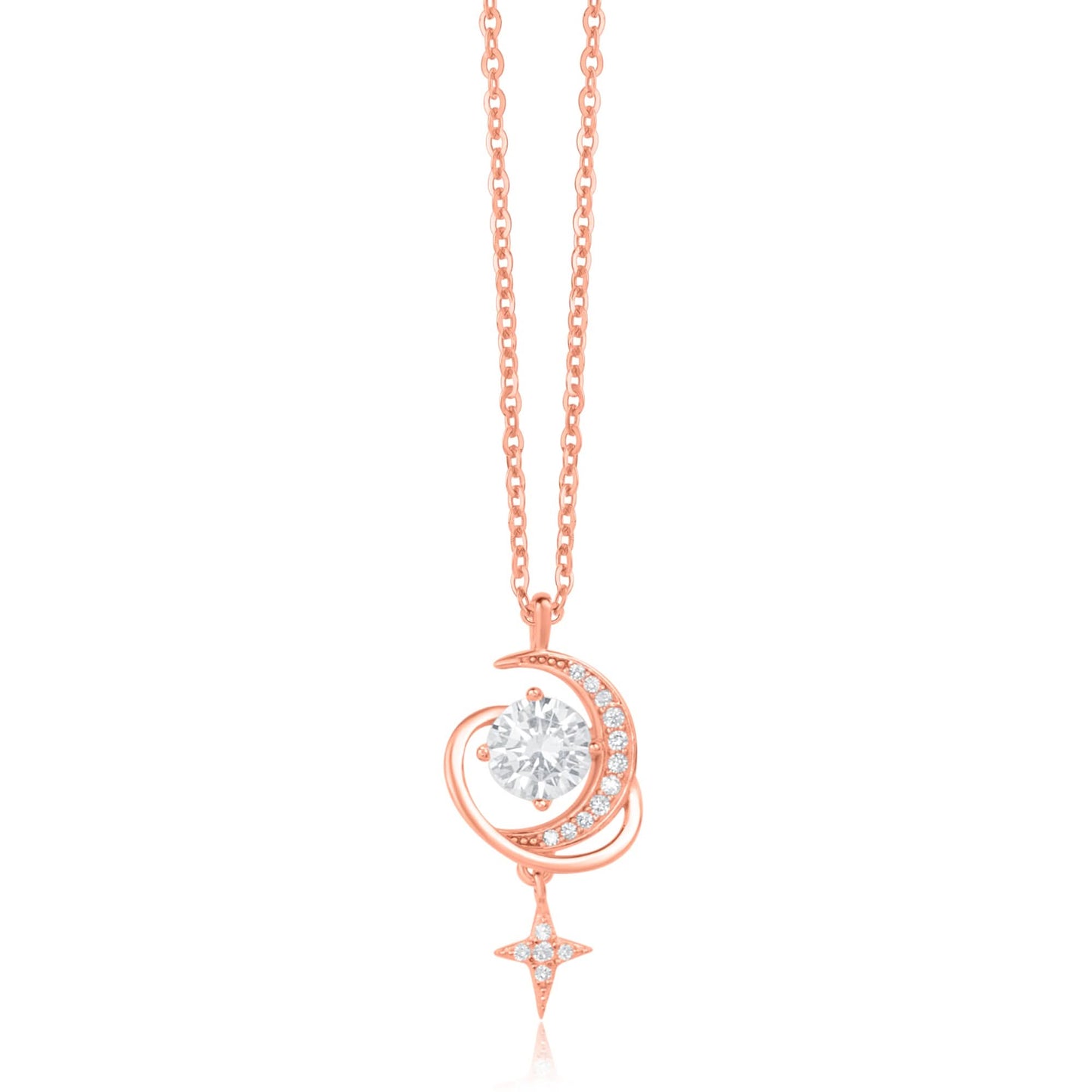 Rose Gold Moon & Star Pendant