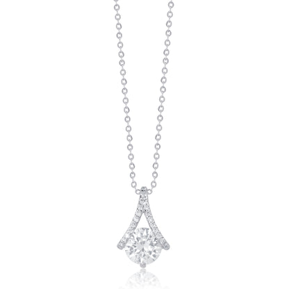 'Bell Drop Solitaire' Silver Pendant
