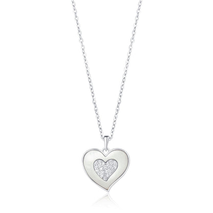 Silver Loving Heart MOP Zircon Pendant