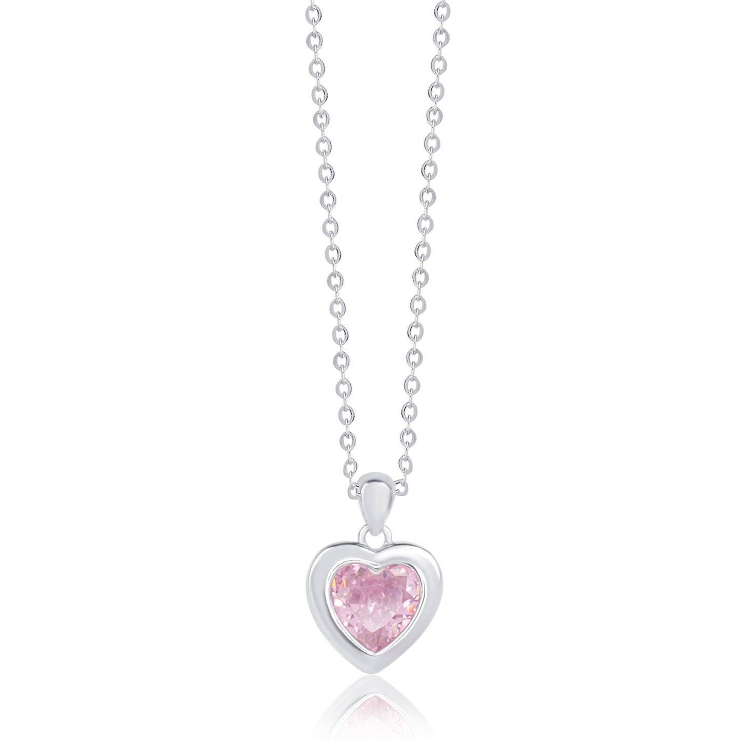 'Minimal Pink Heart' Silver Pendant