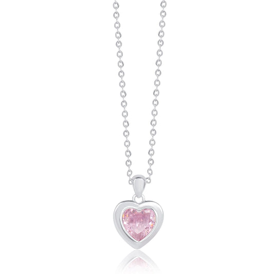 Silver Minimal Pink Heart Pendant