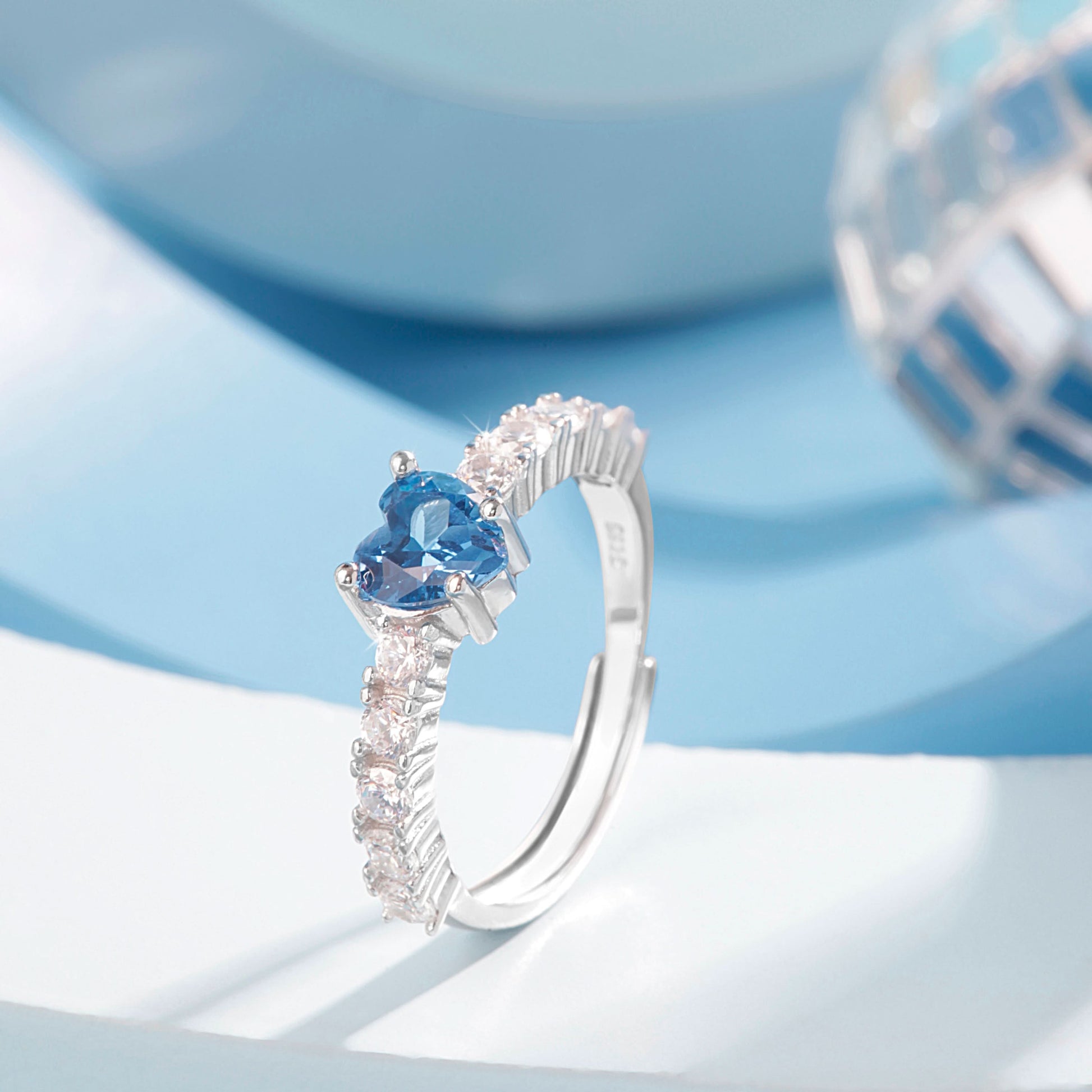 Silver Blue Gemstone Heart Ring – Silvish