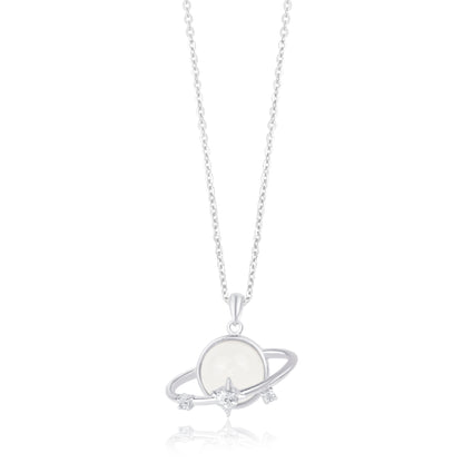 'Crystal Saturn Star' Silver Pendant