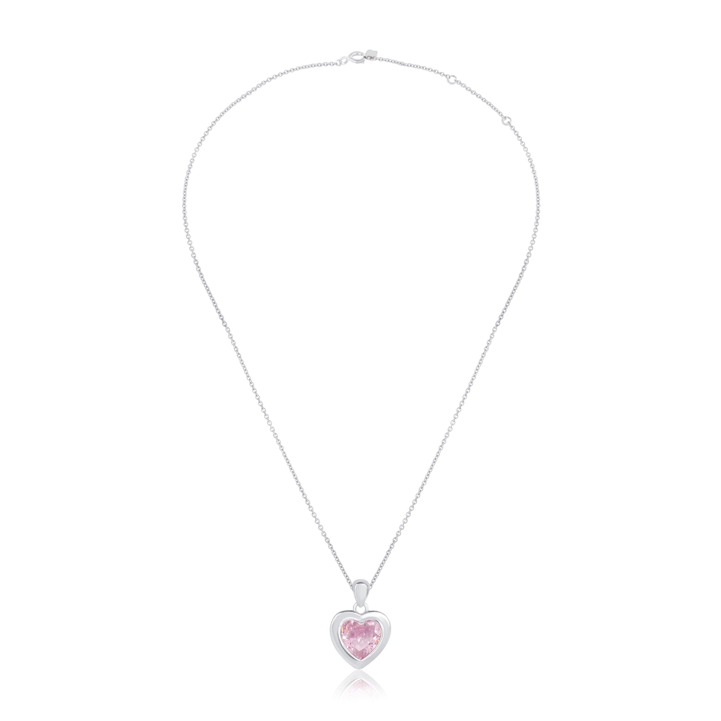 'Minimal Pink Heart' Silver Pendant