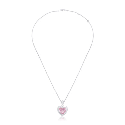 'Minimal Pink Heart' Silver Pendant