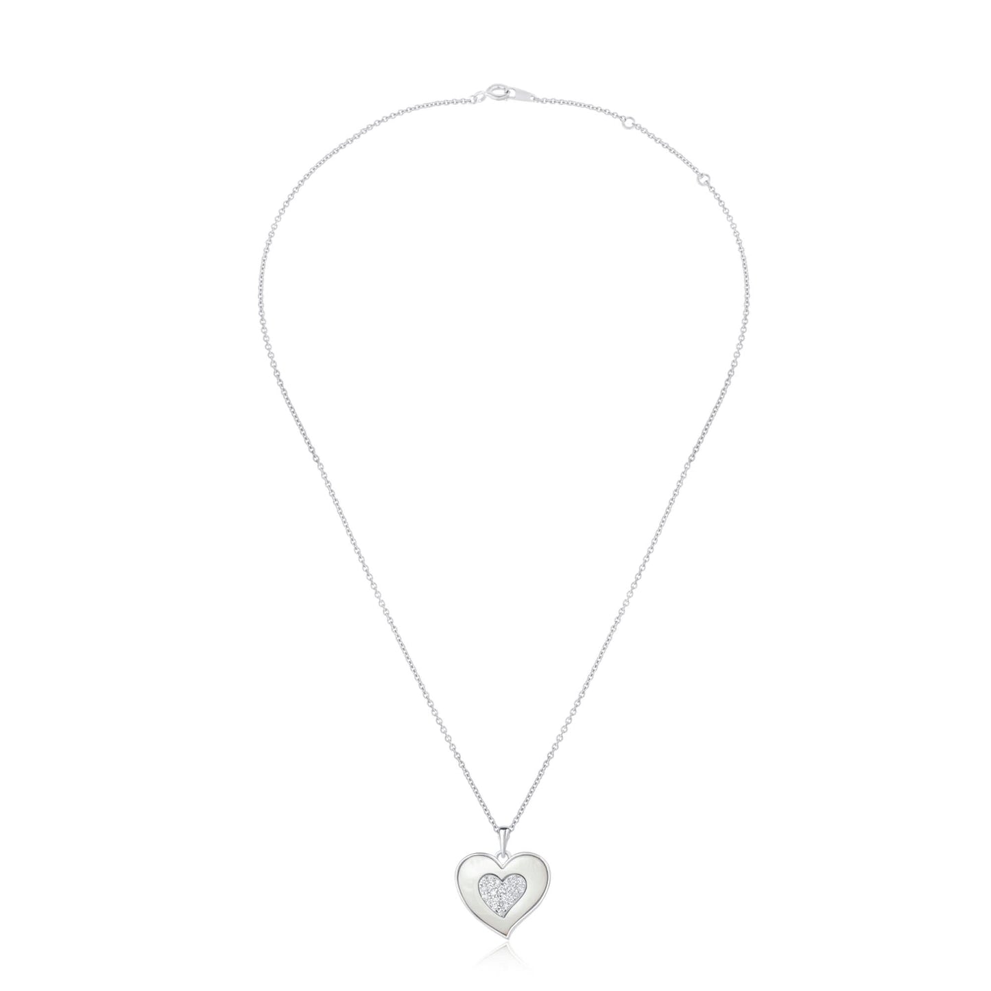 Silver Loving Heart MOP Zircon Pendant
