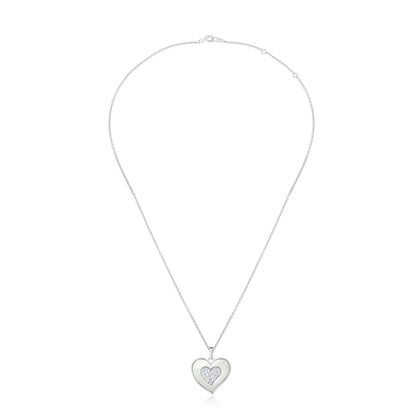 Silver Loving Heart MOP Zircon Pendant