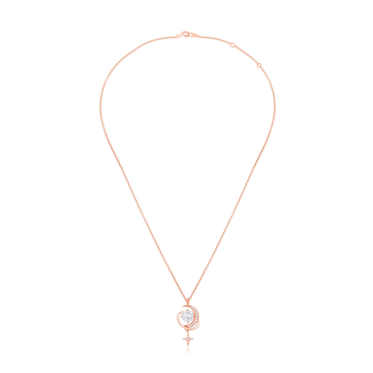 Rose Gold Moon & Star Pendant