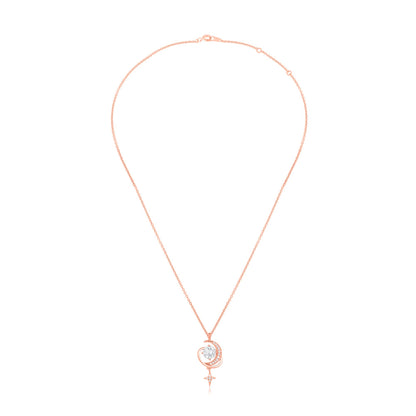 Rose Gold Moon & Star Pendant