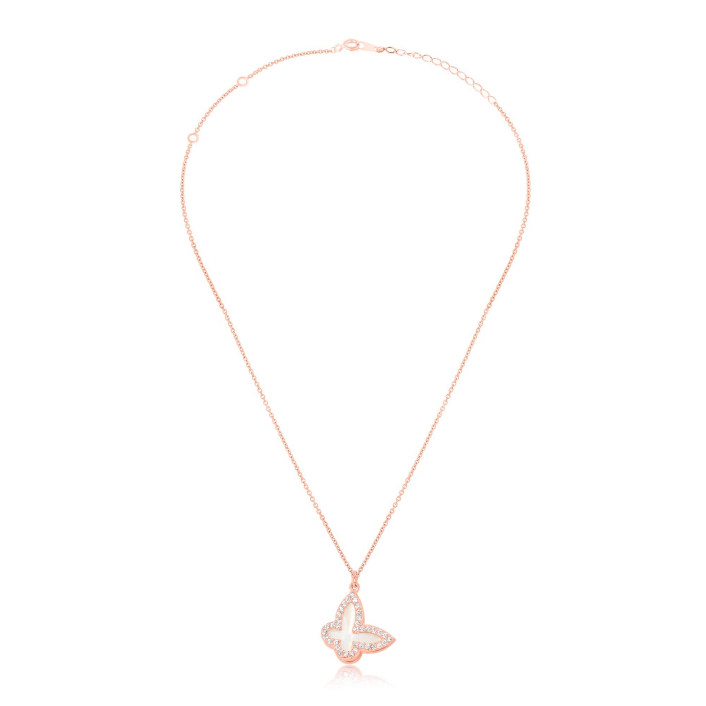 Rose Gold Glistening Butterfly Pendant