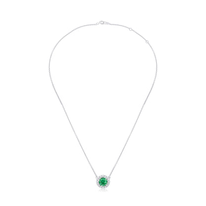 'Round Crystal Green Gem' Silver Pendant