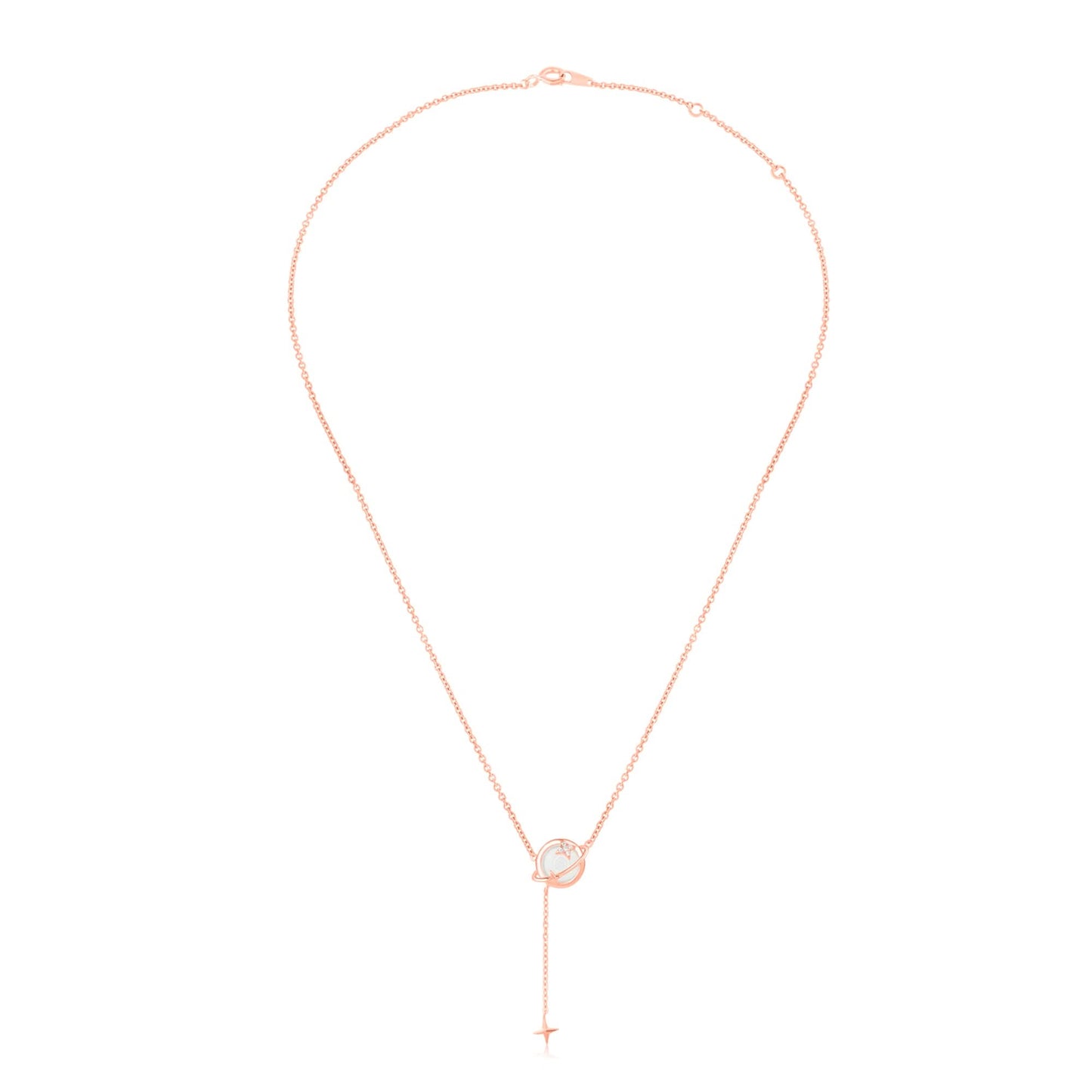 Rose Gold Crystal Saturn Pendant