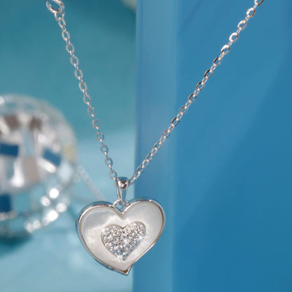 Silver Loving Heart MOP Zircon Pendant