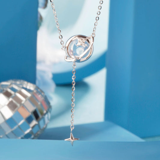 Silver Crystal Saturn Pendant