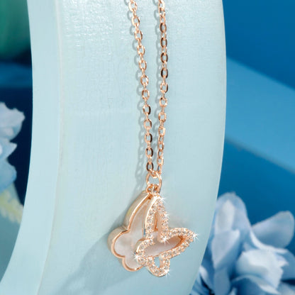 Rose Gold Glistening Butterfly Pendant