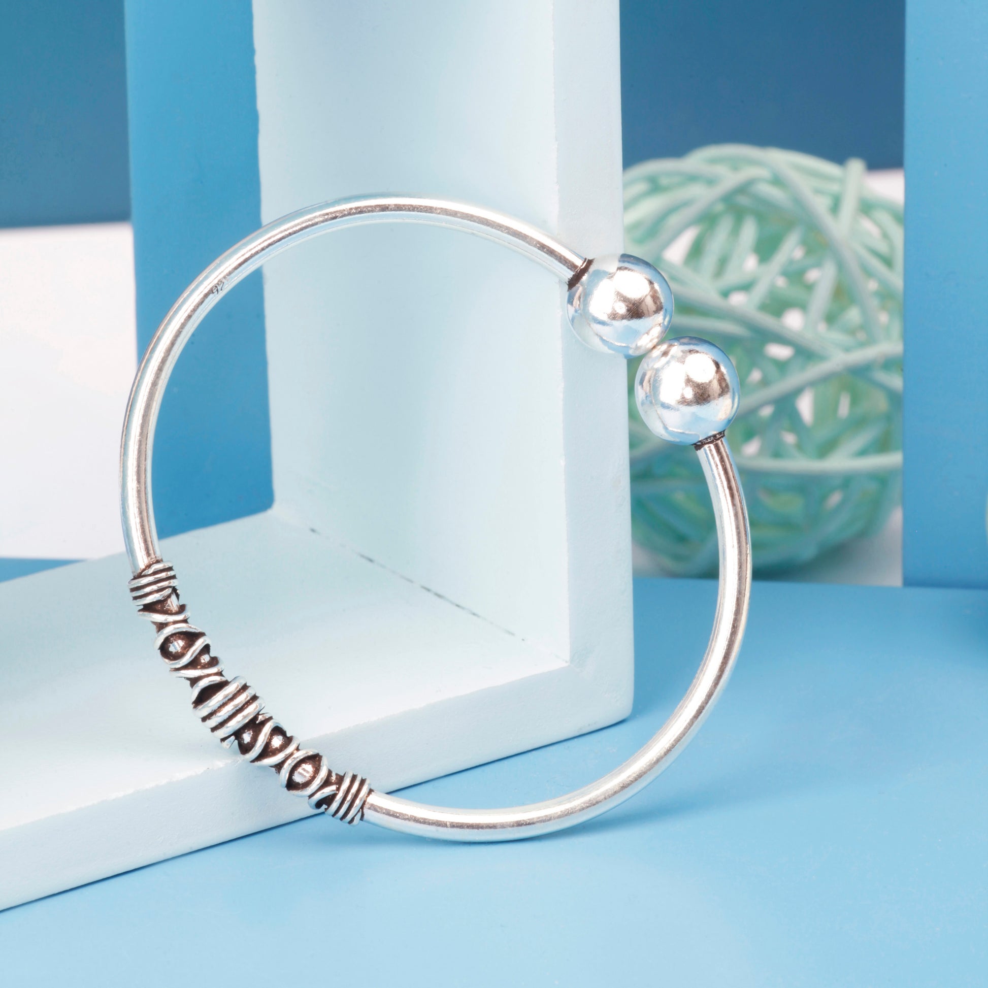"Silvish 'Brilliant Flexible'925 Silver Oxidised Bangle – Timeless Elegance with Anti-Tarnish Finish"






