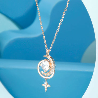 Rose Gold Moon & Star Pendant