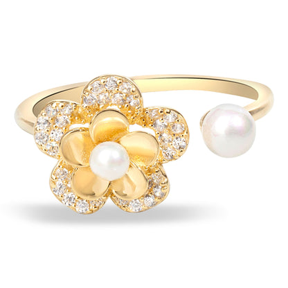 Gold Plated Pearl Garden Bloom Ring