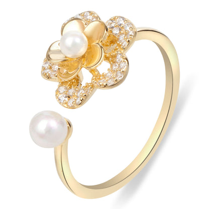 Gold Plated Pearl Garden Bloom Ring
