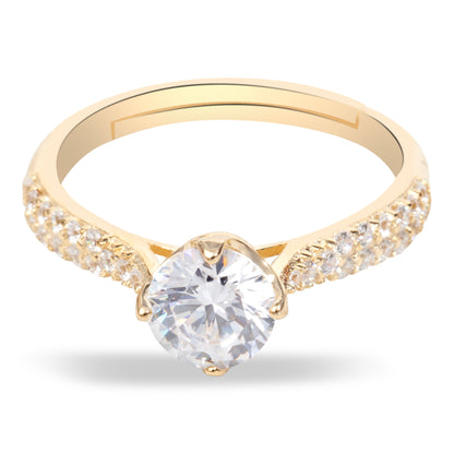 gold plated silver ring placed on white background 