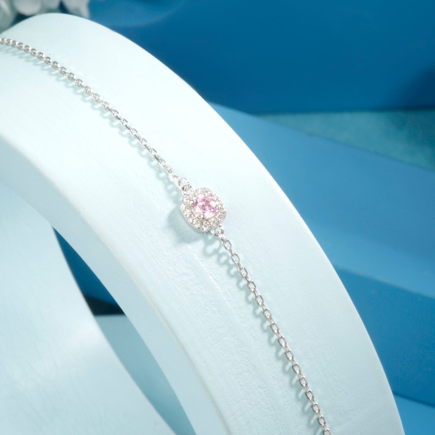 'Rosy Radiance' Silver Bracelet