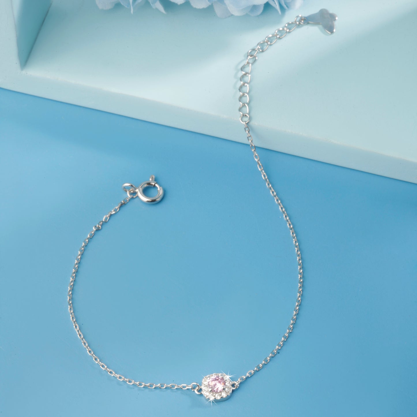 'Rosy Radiance' Silver Bracelet