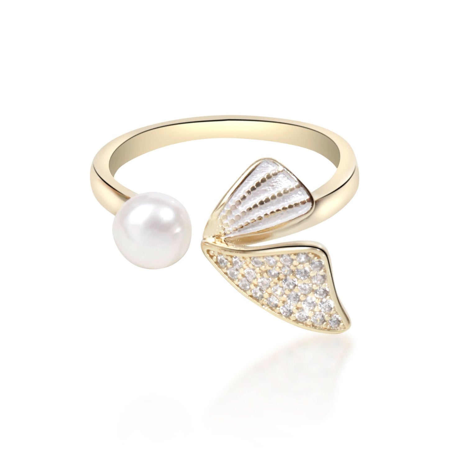 Gold Plated Lumina Wing Pearl Ring