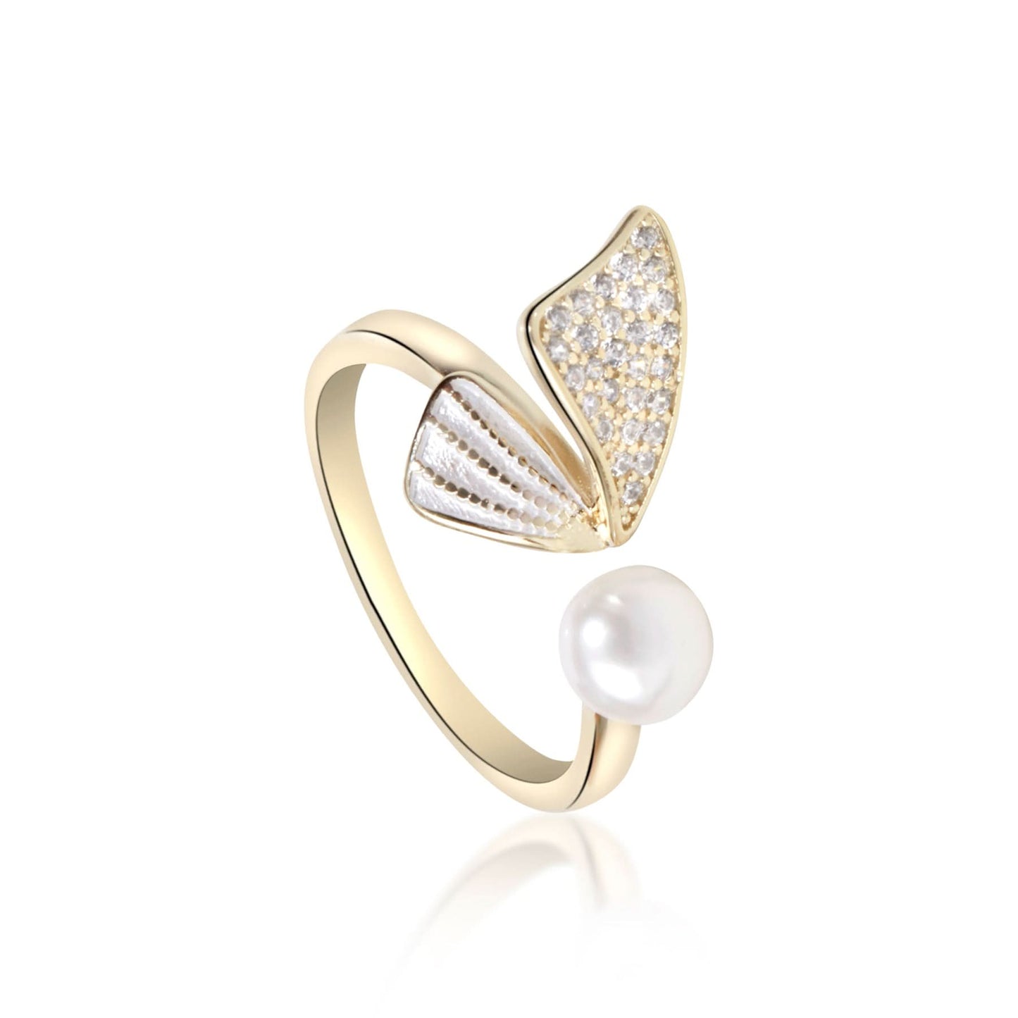 Gold Plated Lumina Wing Pearl Ring