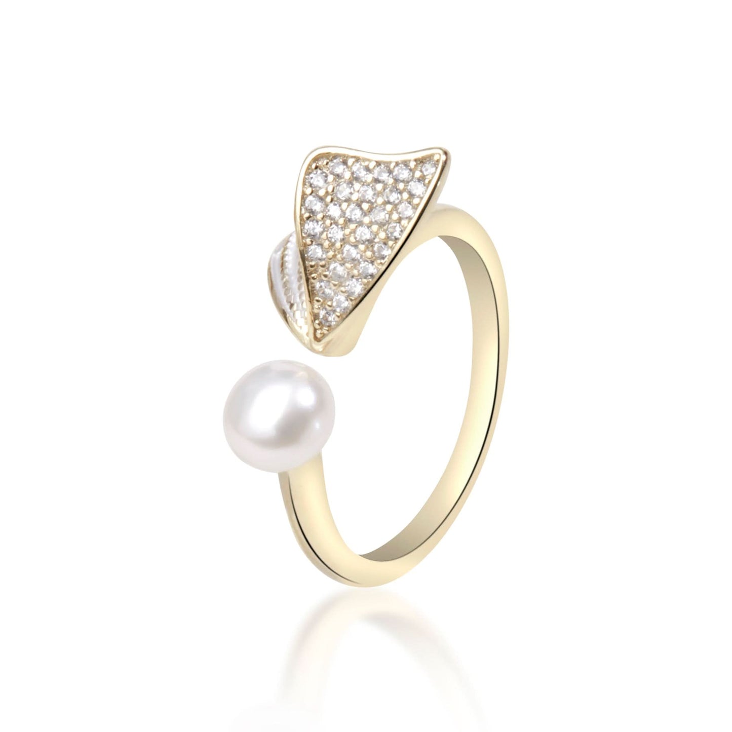 Gold Plated Lumina Wing Pearl Ring
