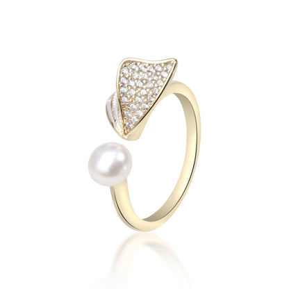 Gold Plated Lumina Wing Pearl Ring