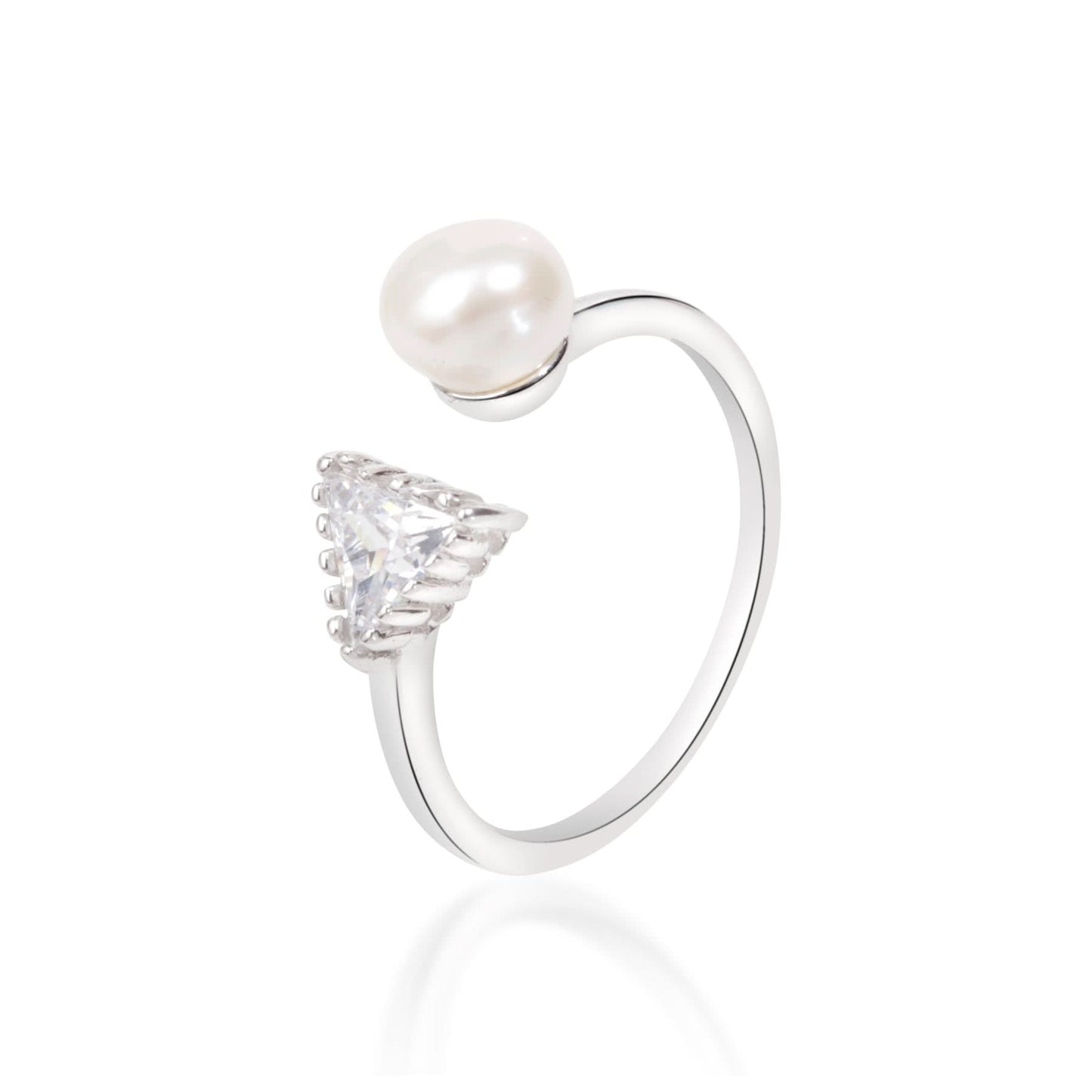 Silver Arctic Prism Pearl Ring