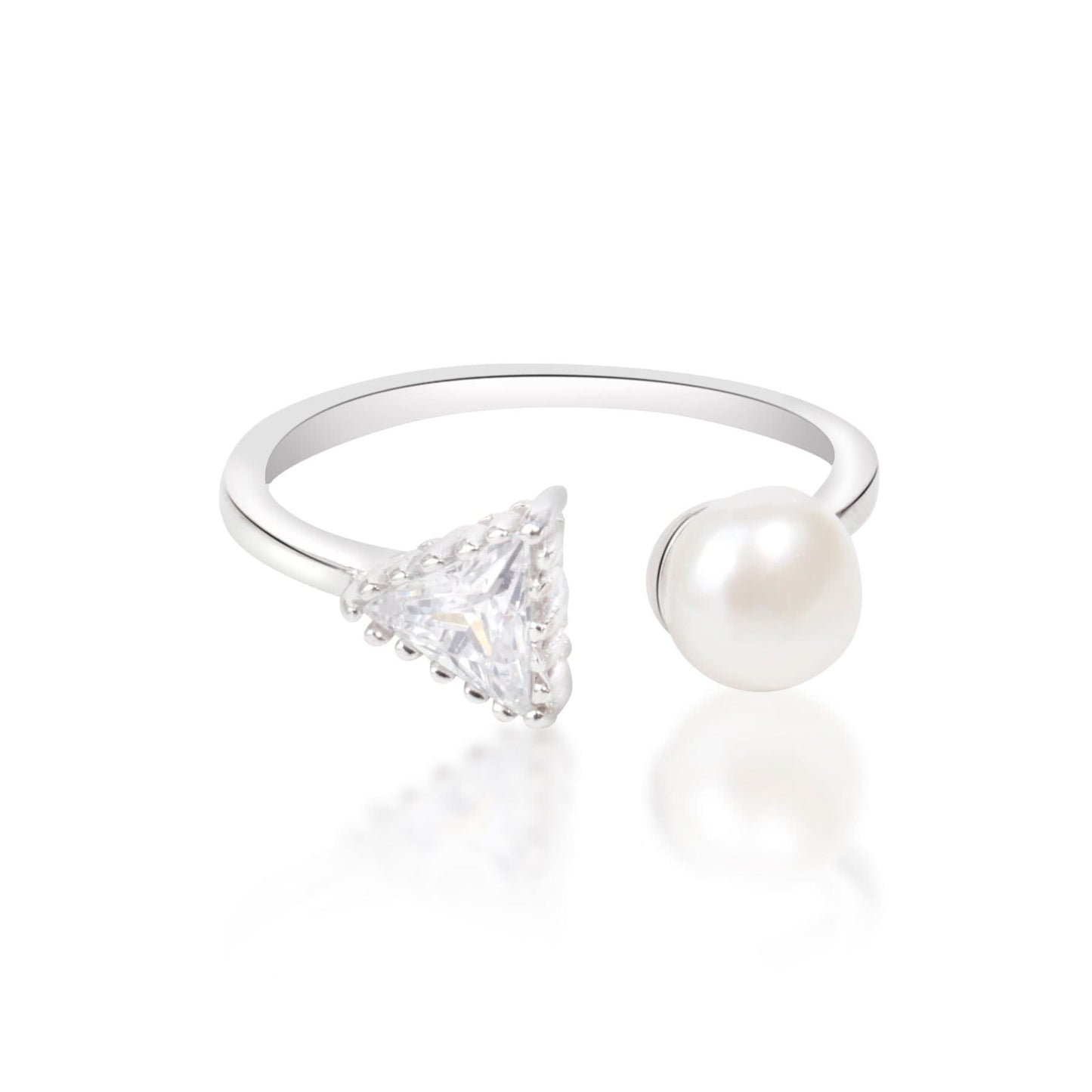 Silver Arctic Prism Pearl Ring
