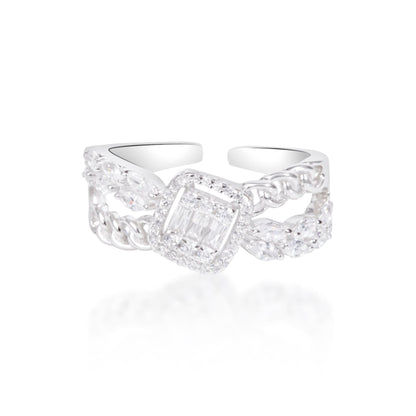 Silver Crystal White Stone Ring