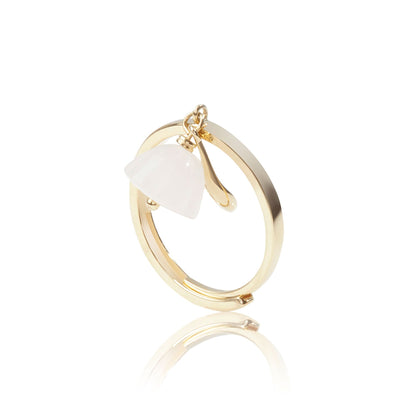 Gold Plated White Stone Floral Ring