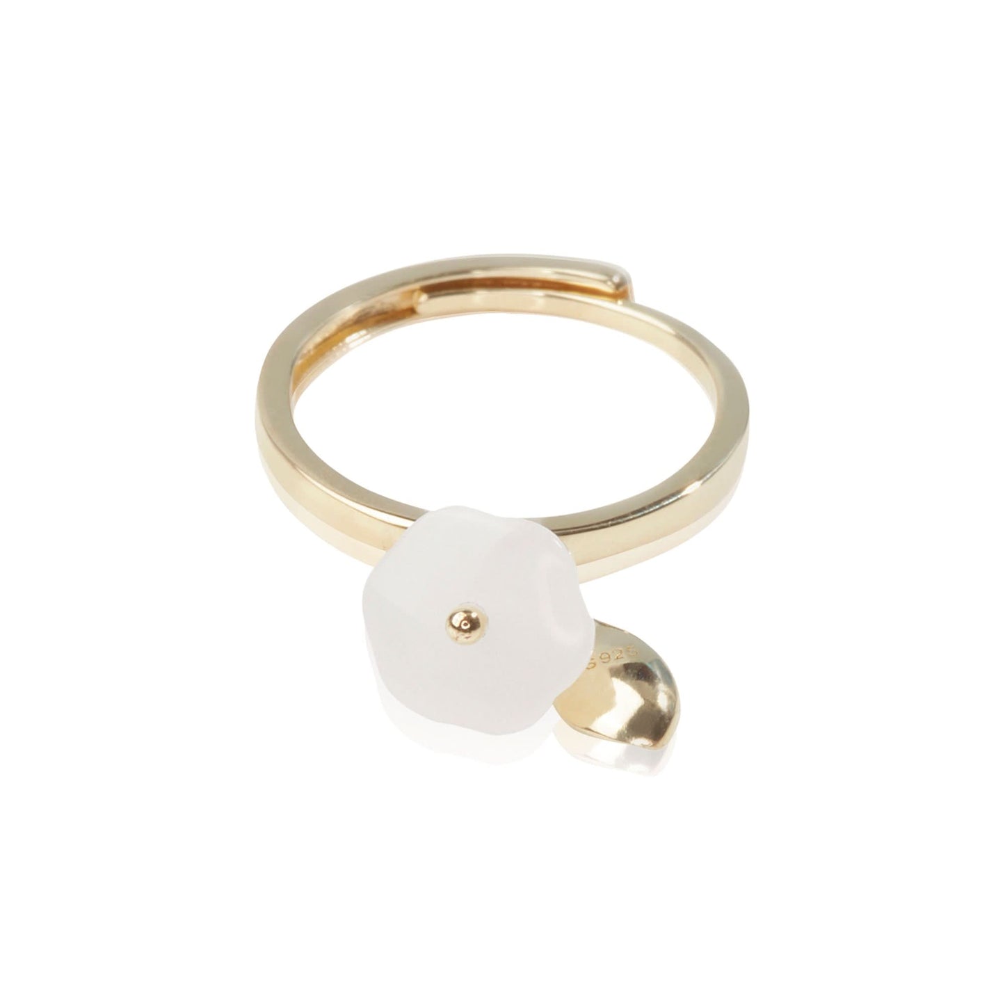 Gold Plated White Stone Floral Ring